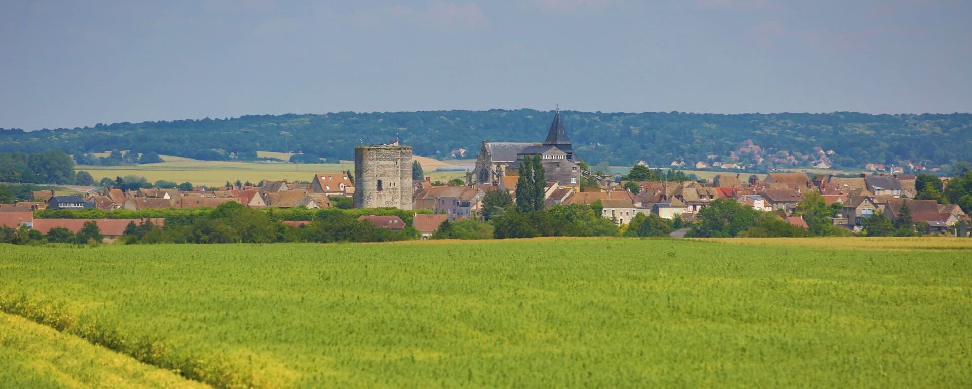 Vue campagne champs Houdan